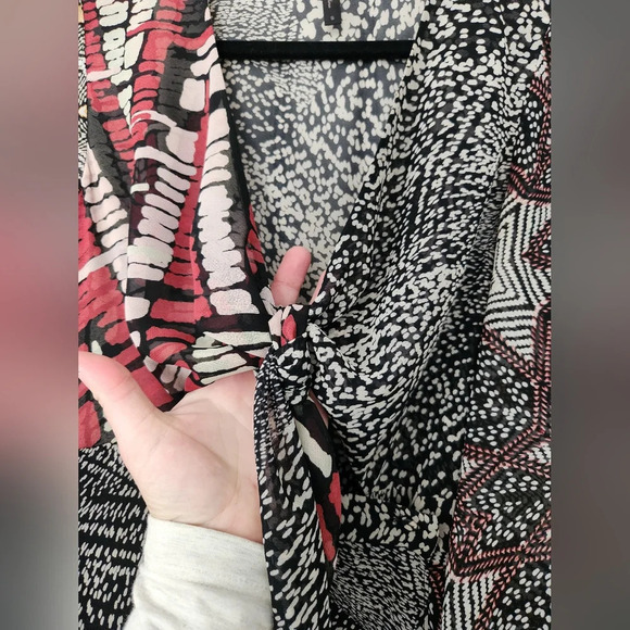 BCBG MaxAzria Abstract Patchwork Maxi Wrap Dress sz Small - Picture 7 of 11